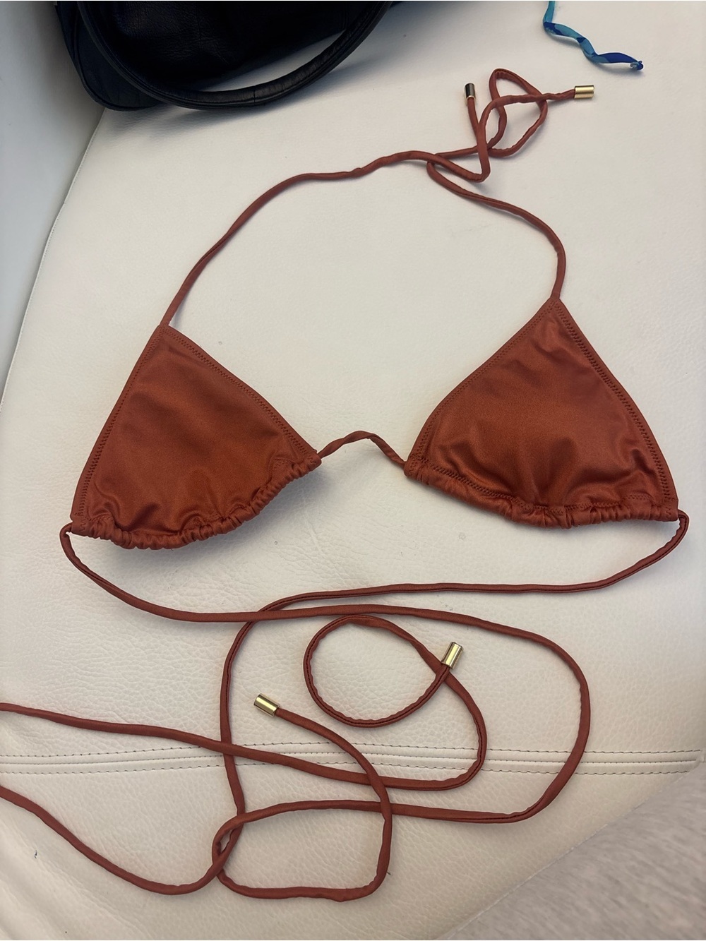 Women's Triangle Bikini Top in Rust - Picture 2 of 3